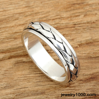 Men's Sterling Silver Braided Spinner Ring